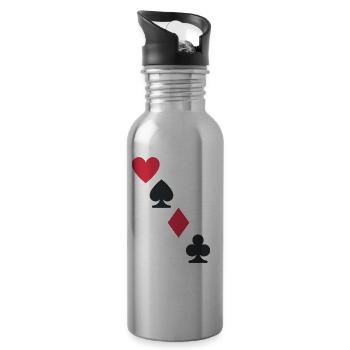 Jeu de cartes poker idée cadeau artisanat poker - Gourde avec paille intégrée - argent clair - Droite