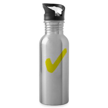 tick symbol tick tick - Water bottle with straw - silver - Right
