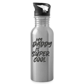 My Daddy is Super Cool - Water bottle with straw - silver - Right