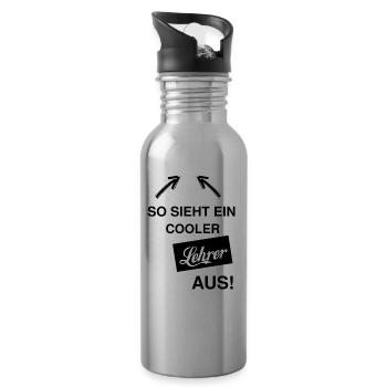 So sieht ein cooler Lehrer aus! Geschenkidee - Trinkflasche mit integriertem Trinkhalm - Lightsilver - Rechts