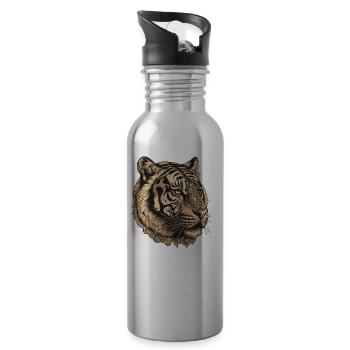 Portrait de tigre - Gourde avec paille intégrée - argent clair - Droite