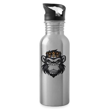Monkey Crown - Water bottle with straw - silver - Right