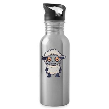 Sheep Halloween Zombie - Water bottle with straw - silver - Right