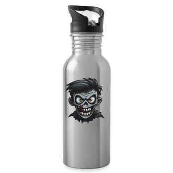 Bande dessinée d’Halloween zombie - Gourde avec paille intégrée - argent clair - Droite
