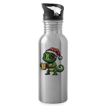 Caméléon Bière de Noël Drôle - Gourde avec paille intégrée - argent clair - Droite