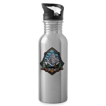 Mountains Mountains Nature - Water bottle with straw - silver - Right
