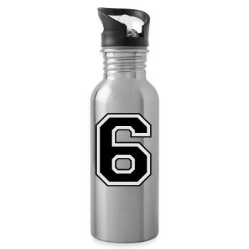 Nummer Sechs - Trinkflasche mit integriertem Trinkhalm - Lightsilver - Rechts