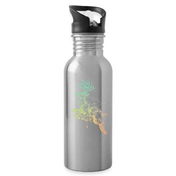 Deer with compass - Water bottle with straw - silver - Right