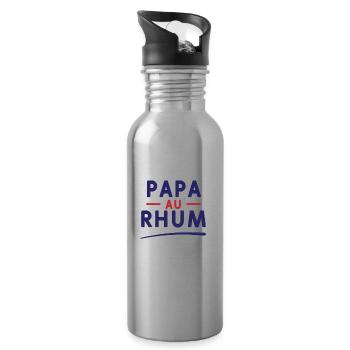 Papa mit Rum - Trinkflasche mit integriertem Trinkhalm - Lightsilver - Rechts