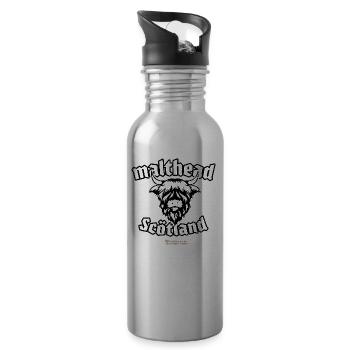 Whisky Malthead Highland Cow - Trinkflasche mit integriertem Trinkhalm - Lightsilver - Rechts