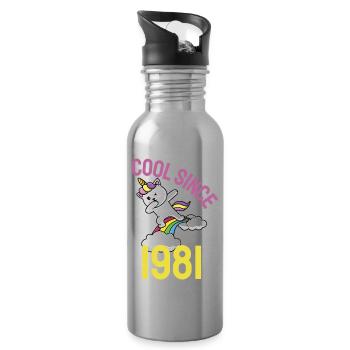 Cool depuis 1981 Dabbing cat 41ème anniversaire - Gourde avec paille intégrée - argent clair - Droite