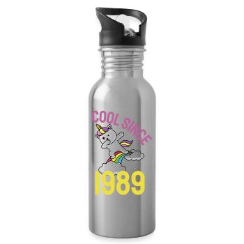 Cool depuis 1989 Dabbing chat 33ème anniversaire - Gourde avec paille intégrée - argent clair - Droite