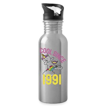 Cool depuis 1981 Dabbing cat 41ème anniversaire - Gourde avec paille intégrée - argent clair - Droite