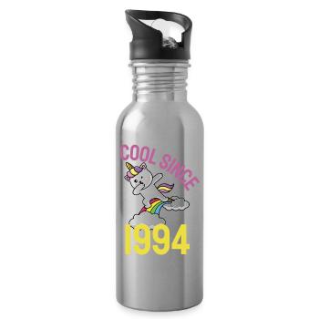 Cool since 1994 Dabbing cat 28th birthday - Water bottle with straw - silver - Right