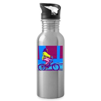 Kinderfahrrad blau, lila, gelb, pink - Trinkflasche mit integriertem Trinkhalm - Lightsilver - Rechts