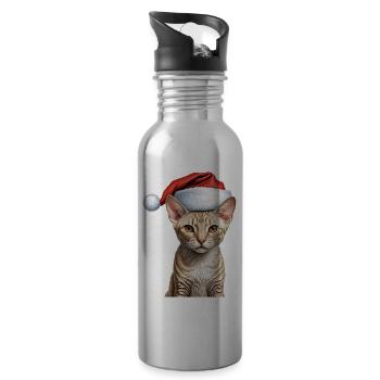 cornish rex christmas - Water bottle with straw - silver - Right