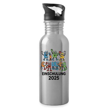 ABC-Gang – Einschulung 2025 - Trinkflasche mit integriertem Trinkhalm - Lightsilver - Rechts