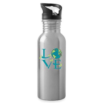 Earth Day Liebe Mutter Natur Rettet Den Planeten - Trinkflasche mit integriertem Trinkhalm - Lightsilver - Rechts