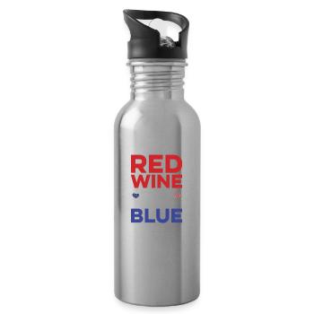 American 4 July Red Wine And - Water bottle with straw - silver - Right