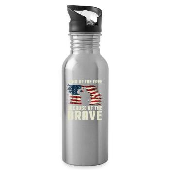 American July 4 Land of the Free - Water bottle with straw - silver - Right