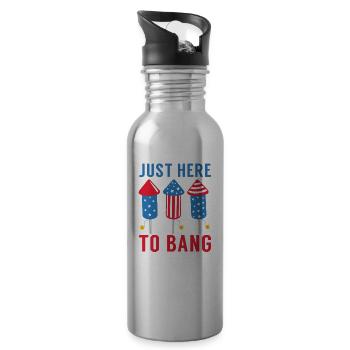 American 4. Juli Nur Hier Für Den Knall - Trinkflasche mit integriertem Trinkhalm - Lightsilver - Rechts