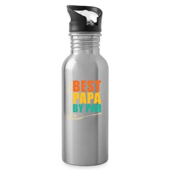 Bester Papa Nach Par Für Golfer - Trinkflasche mit integriertem Trinkhalm - Lightsilver - Rechts