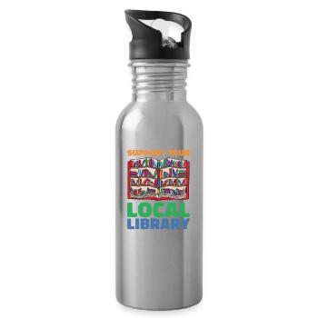 Unterstützen Sie Ihre Lokale Bibliothek Für - Trinkflasche mit integriertem Trinkhalm - Lightsilver - Rechts