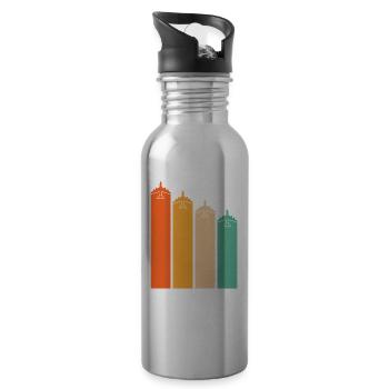 Retro Color Airplane Flying Pilot Airplane Lover - Water bottle with straw - silver - Right
