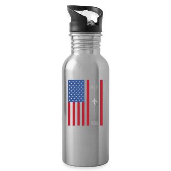 Patriotisches Flugzeug American Pilot Airplane - Trinkflasche mit integriertem Trinkhalm - Lightsilver - Rechts