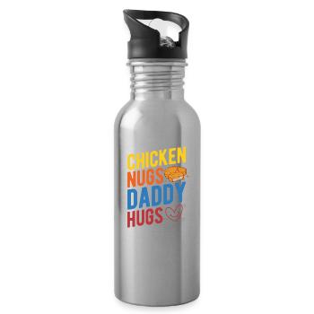 Chicken Nugs Daddy Nugget Lover Chicken Nuggets - Water bottle with straw - silver - Right