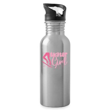 Skater girls for skateboarders - Water bottle with straw - silver - Right