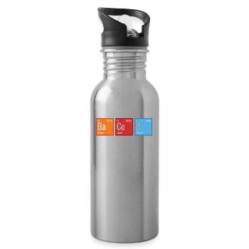 Bacon Periodic Table Breakfast Bacon Lovers Flei - Water bottle with straw - silver - Right
