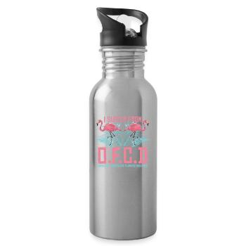 I Suffer Under O.f.c.d Flamingo Lover Bird Lover - Water bottle with straw - silver - Right