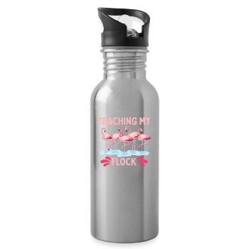 Laissez-nous Flamingle Flamingo Lover Bird Lover - Gourde avec paille intégrée - argent clair - Droite