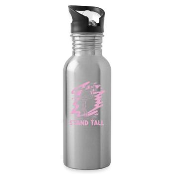 Stand Tall Flamingo Lover Bird Lover - Water bottle with straw - silver - Right