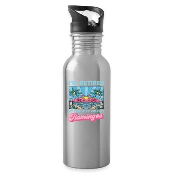I am retired. My Job Is It, Flamingos - Water bottle with straw - silver - Right