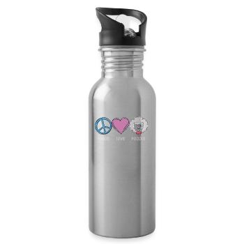 Paix Amour Caniche Amoureux des chiens - Gourde avec paille intégrée - argent clair - Droite
