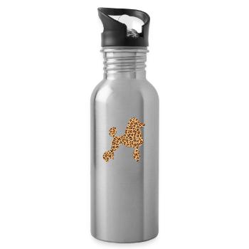 Mignon Lepard-peau-caniche-chien-amoureux - Gourde avec paille intégrée - argent clair - Droite