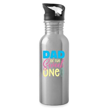 Papa Des Süßen Eisliebhabers Papa Papa - Trinkflasche mit integriertem Trinkhalm - Lightsilver - Rechts