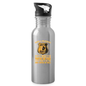 Ein Polizist Zu Sein Ist Einfach, Es Ist Wie - Trinkflasche mit integriertem Trinkhalm - Lightsilver - Rechts