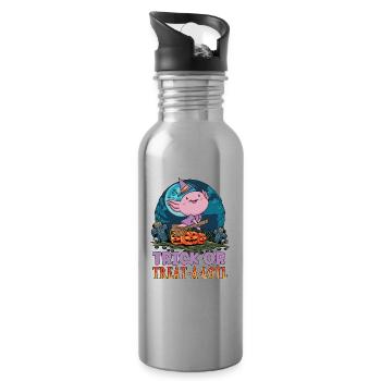 Trick Or Treat-a-lotl Axolotl Lovers Halloween - Water bottle with straw - silver - Right