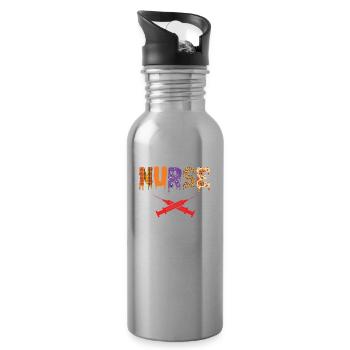 Gruseliges - Trinkflasche mit integriertem Trinkhalm - Lightsilver - Rechts