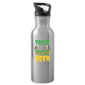 Trick Or Beer Halloween Costume Beer Lovers - Water bottle with straw - silver - Right