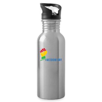 Freedom Day Black History African Americans - Water bottle with straw - silver - Right