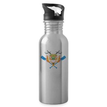 Kite and paddle dragon boat race paddler - Water bottle with straw - silver - Right