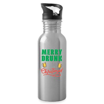 Merry Drunk I'm Christmas Xmas Yulitede Krippe - Trinkflasche mit integriertem Trinkhalm - Lightsilver - Rechts