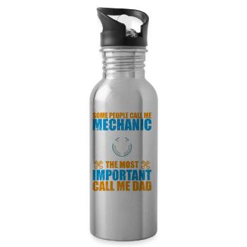Manche Leute nennen mich Mechaniker - Trinkflasche mit integriertem Trinkhalm - Lightsilver - Rechts