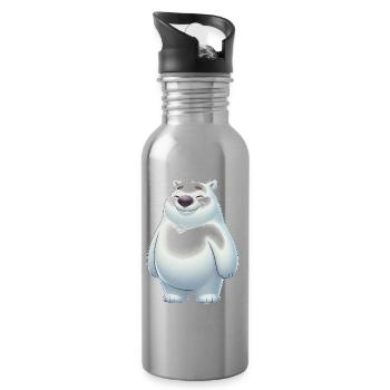 Süßer Eisbär Cartoon Glücklich Entspannt - Trinkflasche mit integriertem Trinkhalm - Lightsilver - Rechts