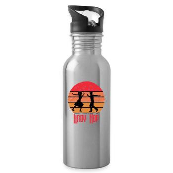 Lindy Hop Sunset Vintage Tanzen Geschenk Swing - Trinkflasche mit integriertem Trinkhalm - Lightsilver - Rechts