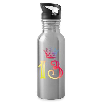 13 Zahl Krone - Trinkflasche mit integriertem Trinkhalm - Lightsilver - Rechts